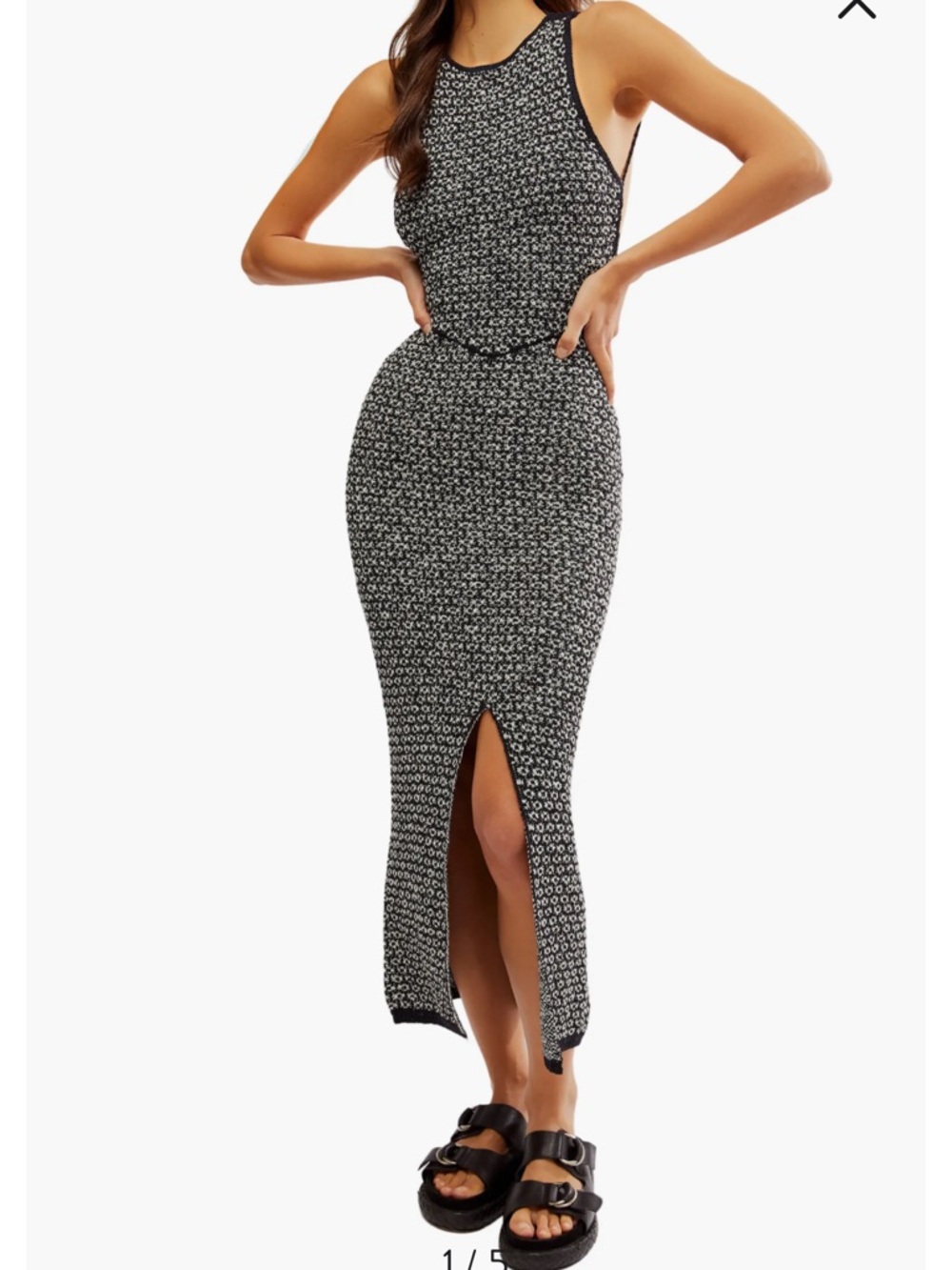 Free People Crochet like Sweater Dress Black & White